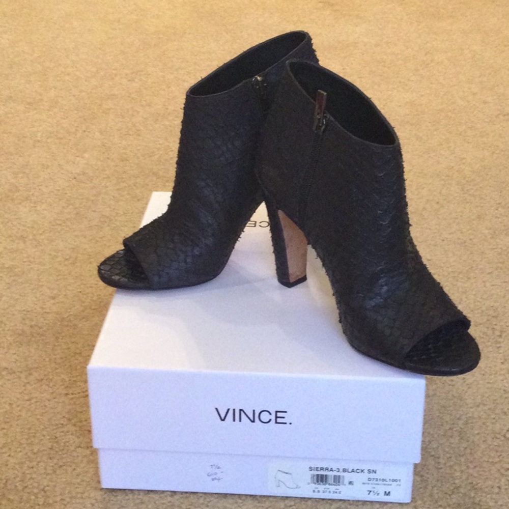 VINCE - Sierra Open Toed raw ‘Python’ style Booties